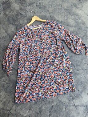 Old Navy Large Petite Navy Floral Tunic Top with Yellow Orange Teal Flowers